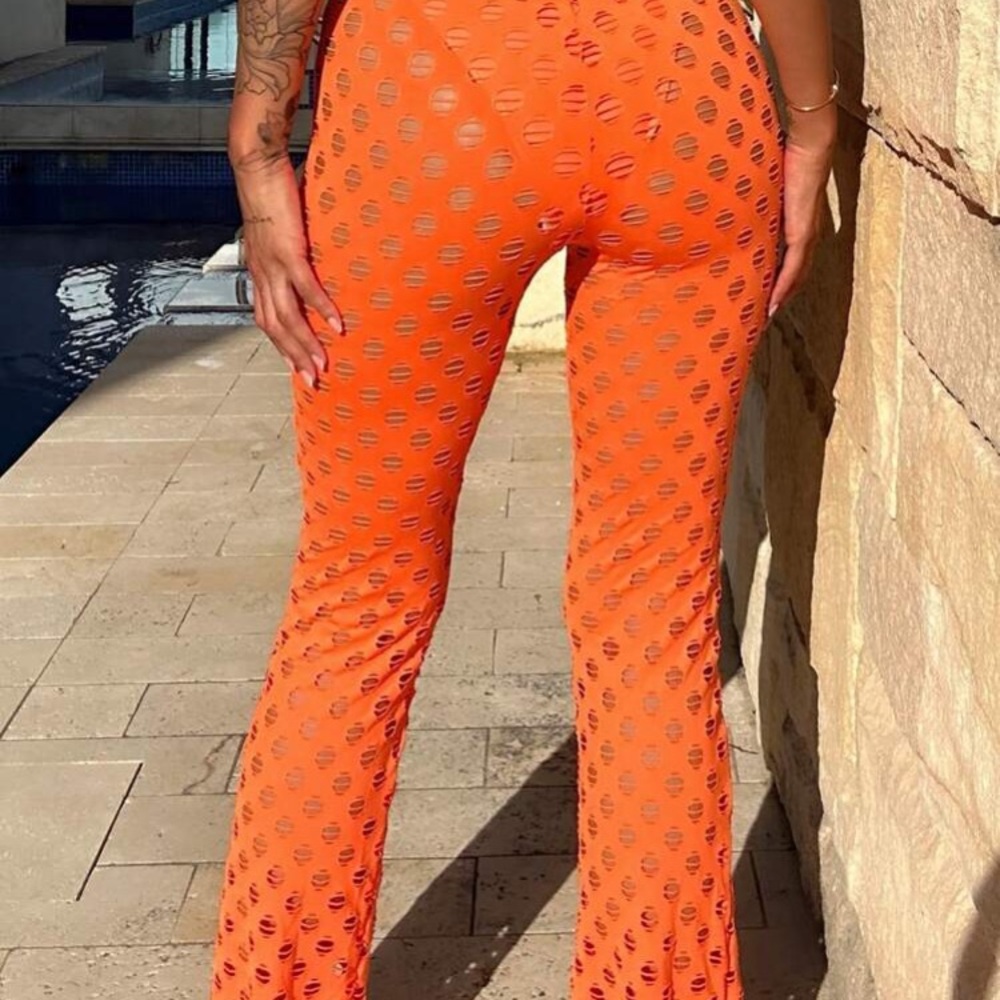 Orange Mesh Women's Pants